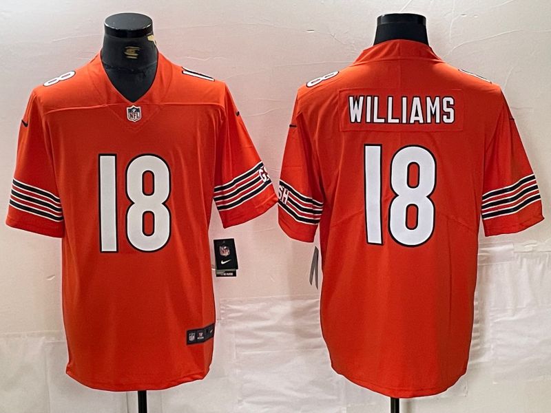 Men Chicago Bears #18 Williams Orange Second generation 2024 Nike Limited NFL Jersey style 1